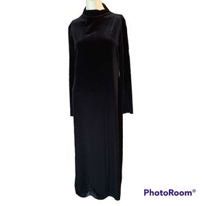 JONES NEW YORK Black Velvet Feel Long Sleeve Maxi Dress Womens Petite Medium